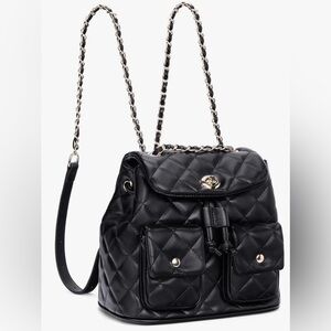 Small Black Quilted Women's Backpack